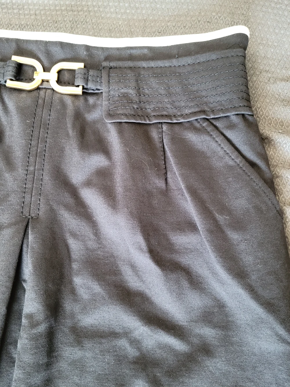 Ann Taylor Black A-Line Skirt with Gold Buckle - Picture 9 of 12